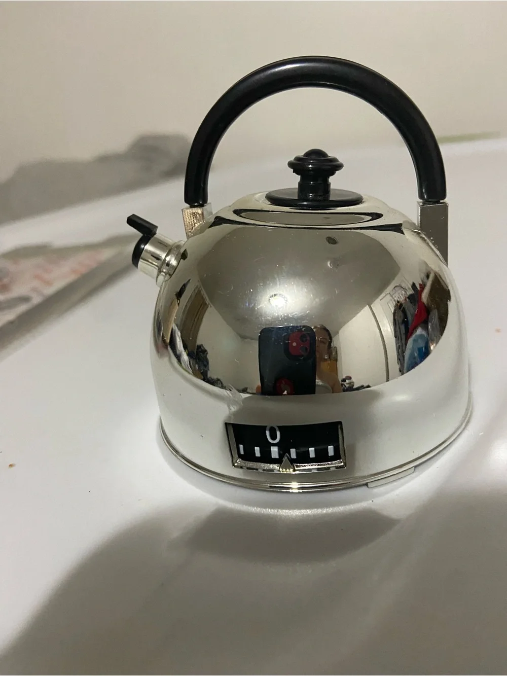 Super cute silver small tea pot kitchen timer